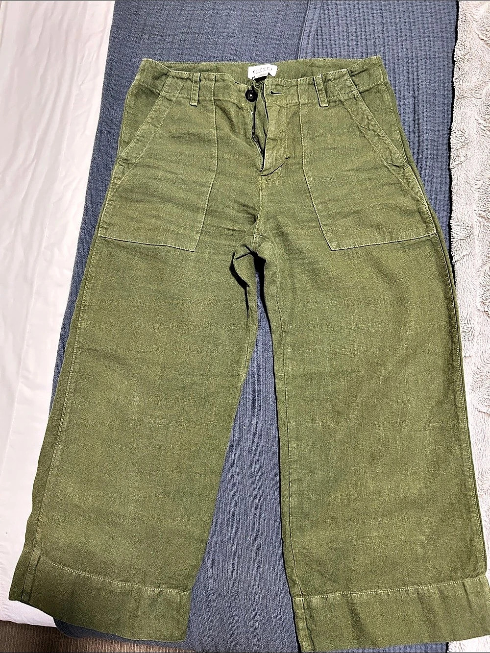 Velvet by Graham & Spencer Lola Linen Pant Cropped Green Size 8